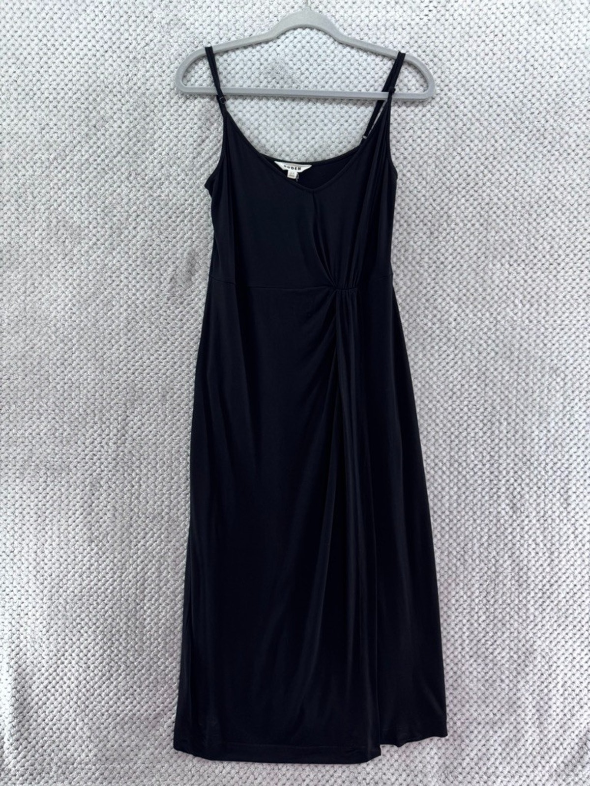 Boden Dress Womens Us10r Black Strap Faux Wrap V-Neck Bodycon Waist Rushed